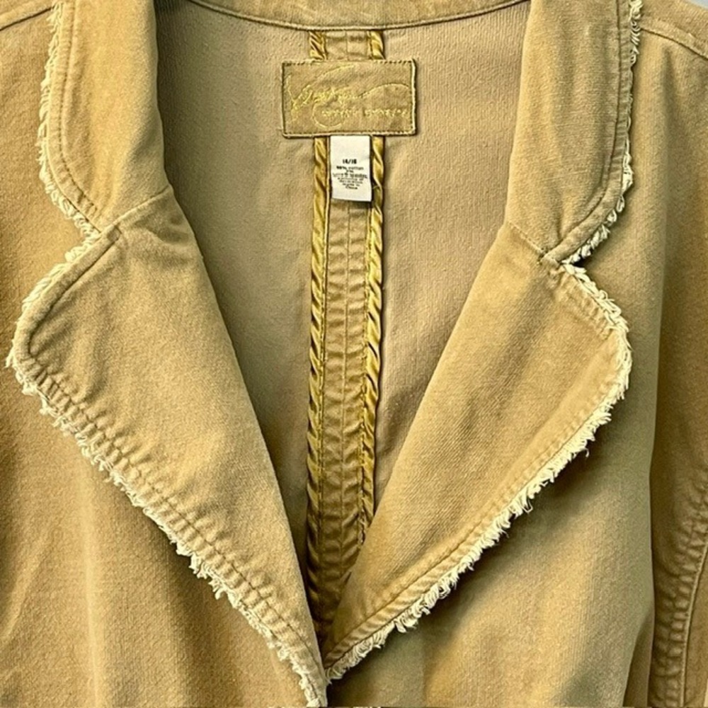 Venezia Supreme Vintage Y2K Tan Corduroy Distressed Boho Blazer Jacket 14/16 - Picture 2 of 10